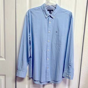 Tommy Hilfiger Blue Long Sleeve Pocket Dress Shirt Size XL Classic Fit